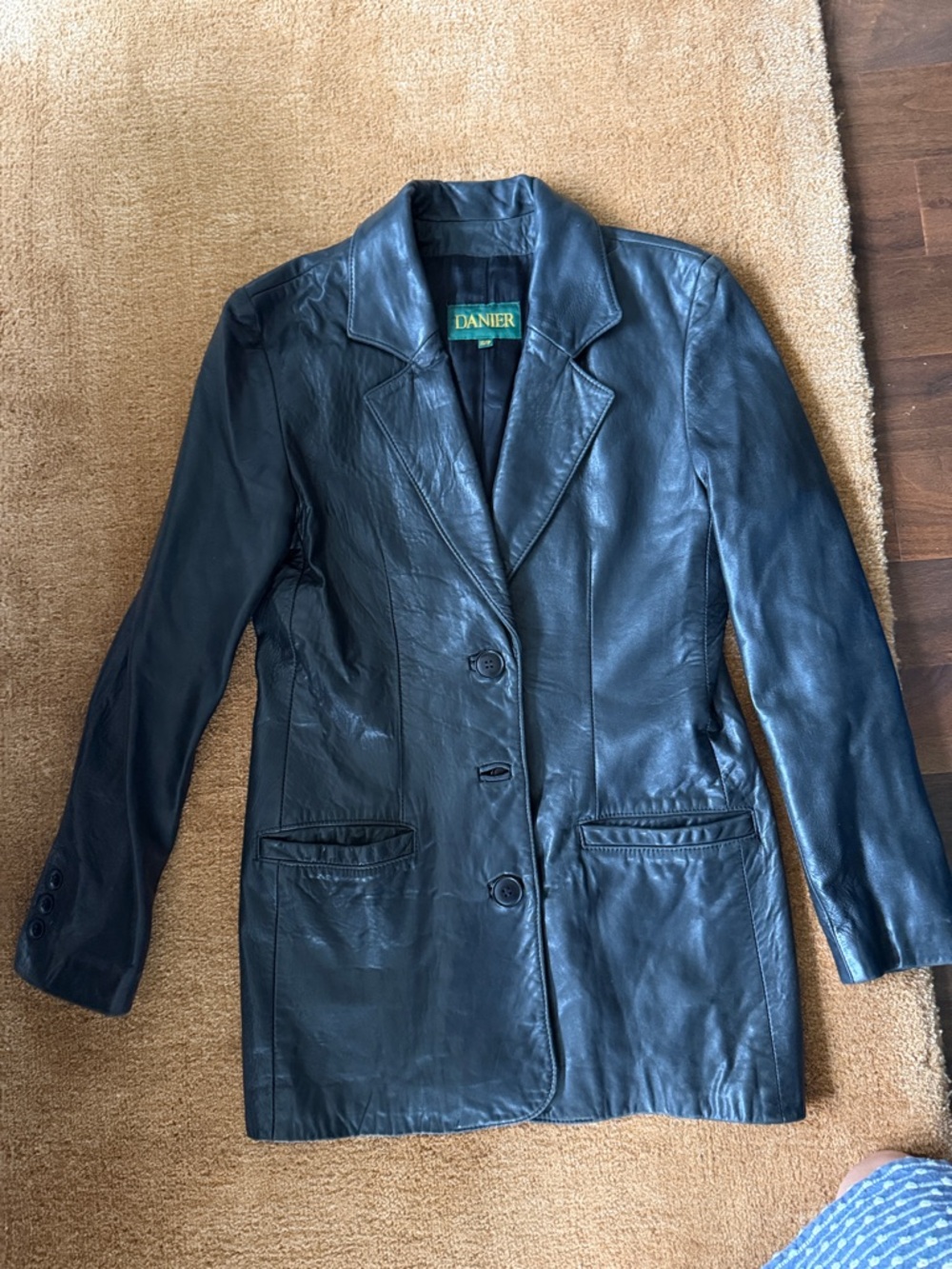 Danier Black Leather Tailored Blazer Jacket